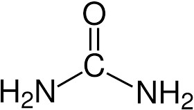 Chemische structuurformule van ureum, een stikstofverbinding relevant voor de KRW-opgave nutriënten.