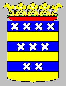 Wapenschild van het voormalige waterschap De Brielse Dijkring — blauw en goud met kruisen en een kroon.